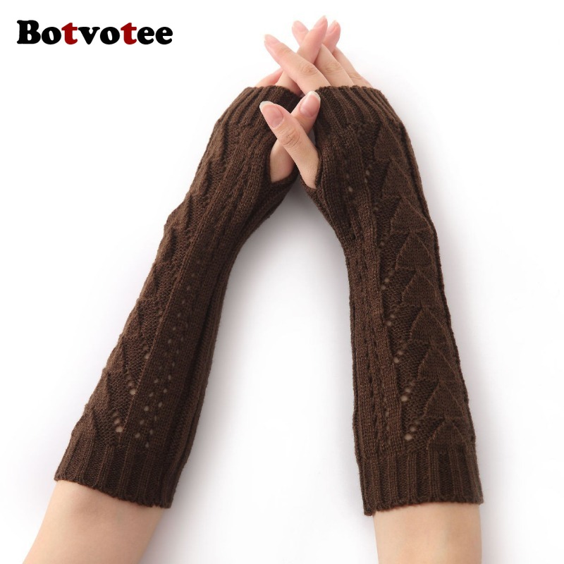 Fingerless Glove Knit - Botvotee untuk Wanita, Sarung Tangan Tanpa